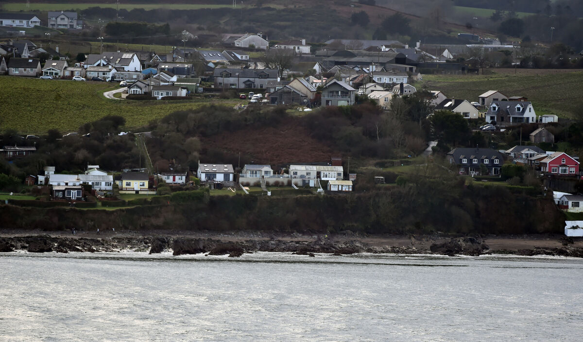The splendid houses which replaced the old wooden huts and railway carriages in Graball bay in Crosshaven as seen from Roches Point The splendid houses which replaced the old wooden huts and railway carriages in Graball bay in Crosshaven as seen from Roches Point
