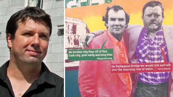 Tom Doig, and an image from the mural featuring Thomas McCarthy and Gerry Murphy. 
