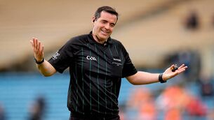 <p>Referee Sean Hurson during the Dublin v Kerry National League game. Picture: INPHO/Ryan Byrne</p>