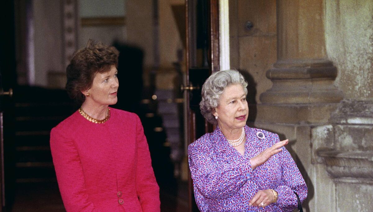The British Queen with President Mary Robinson.