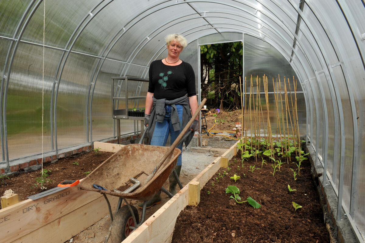Ellie O'Byrne: putting in the hard yards in her polytunnel.