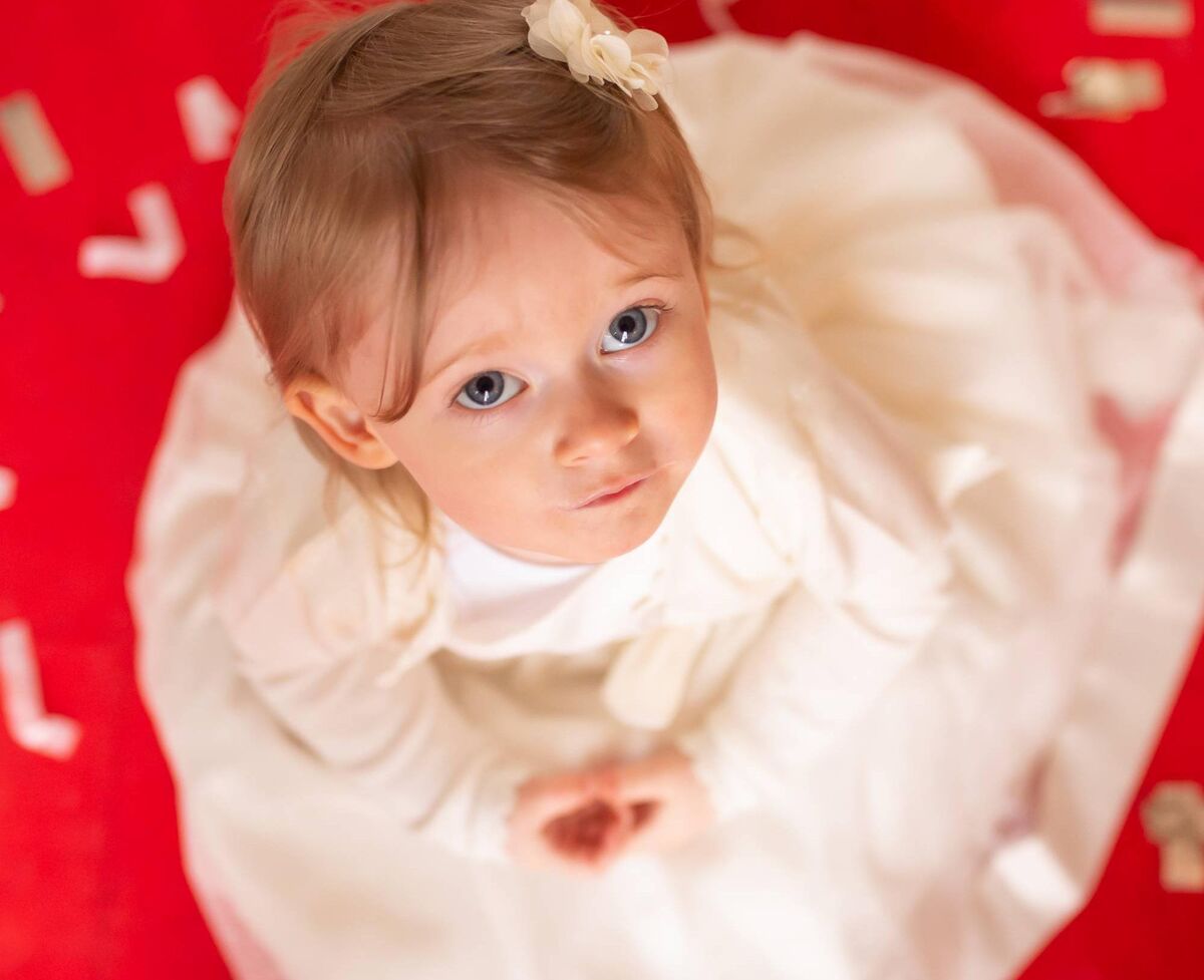 Zoe Cullen, aged 18 months, was a flower girl for Tanya and Killian Zoe Cullen, aged 18 months, was a flower girl for Tanya and Killian