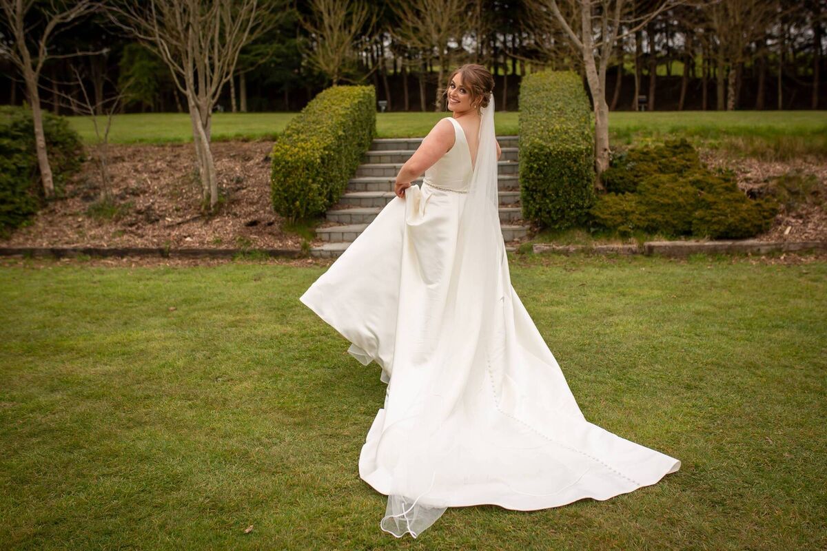 Bride Tanya Flynn's gorgeous dress is from Lamelia Bridal Studio in Sligo Bride Tanya Flynn's gorgeous dress is from Lamelia Bridal Studio in Sligo