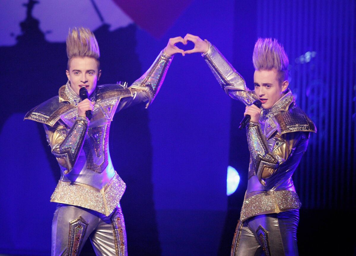 Jedward at the 2012 Eurovision final. Picture: Mathis Wienand/Getty Images