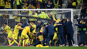 <p>Villarreal celebrate winning the Europa League final at Gdansk Stadium, Poland. Picture: Rafal Oleksiewicz/PA</p>
