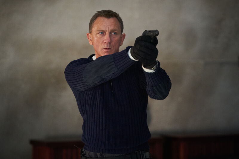 Daniel Craig playing James Bond in the new Bond film No Time To Die.