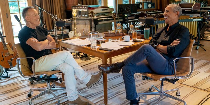 Renegades: Springsteen and Obama recording at the rock icon’s home studio in New Jersey. Photo by Rob DeMartin.