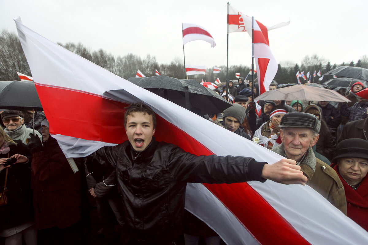 Roman Protasevich at an opposition rally in Minsk, Belarus on March 25, 2012. The protests in Belarus were not isolated events in the region. Picture: AP
