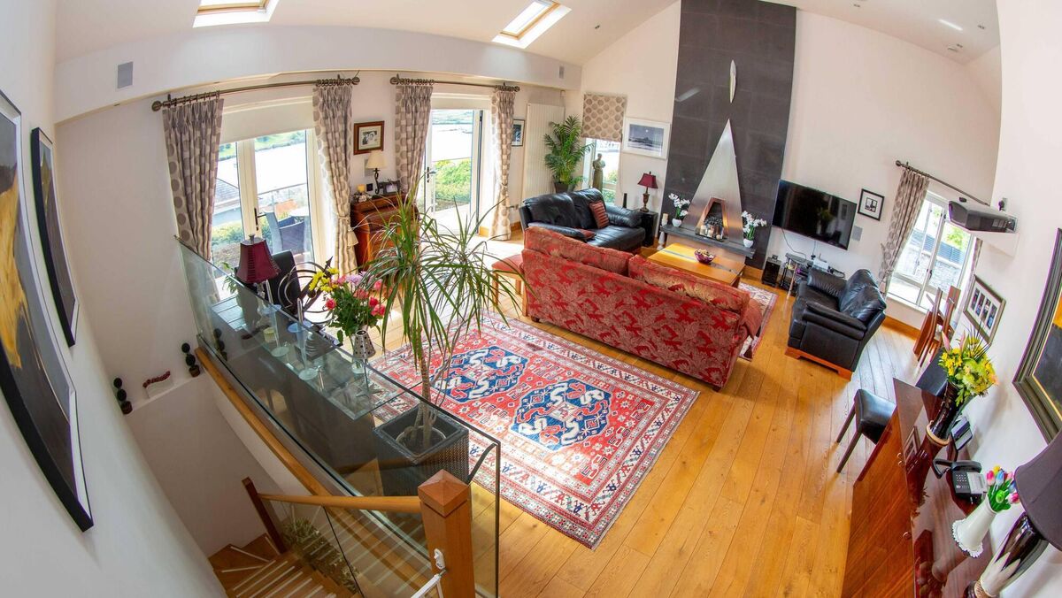 Vaulted ceiling in living room area