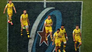 <p>La Rochelle players dejected after last weekend’s Champions Cup defeat to Tolulouse. Ronan O’Gara feels La Rochelee were refereed as a ‘small team’. <span class="contextmenu emphasis CaptionCredit">Picture: Inpho/James Crombie</span>
            </p>