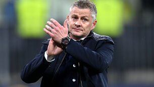 <p>Manchester United manager Ole Gunnar Solskjaer gestures to the fans after the UEFA Europa League final in Gdansk</p>
