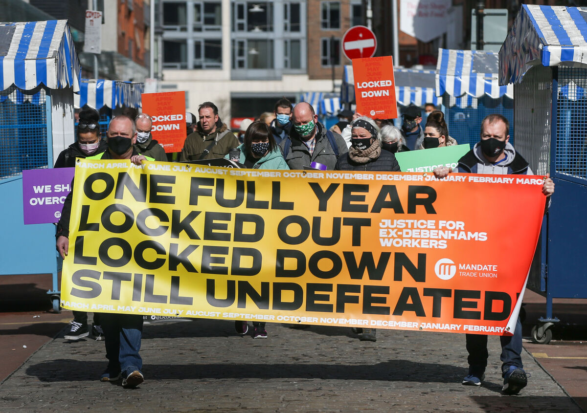  Ex-Debenhams workers mark one year in dispute with their former employer. File picture: Sam Boal / RollingNews.ie