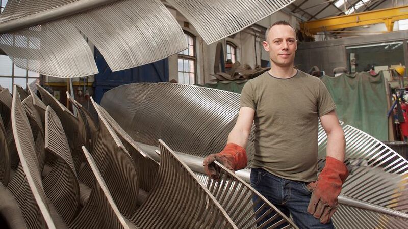 Alex Pertek at work on his piece at the National Sculpture Factory, Cork, in 2015. Picture: Neil Danton