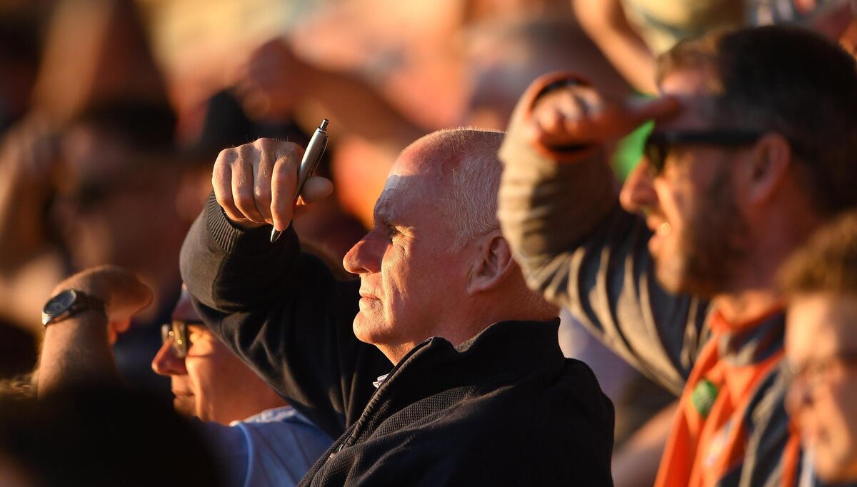 A spectator looks on during the game. Picture: Piaras Ă“ MĂdheach/Sportsfile A spectator looks on during the game. Picture: Piaras Ă“ MĂdheach/Sportsfile