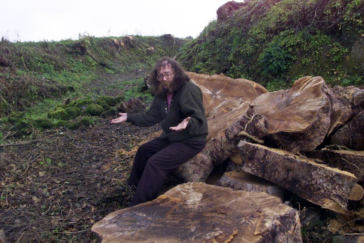 Teacher and storyteller Eddie Lenihan pictured in 2012 in a fairy fort which was cut down to make way for the new Shannon Ennis bypass. Picture: Liam Burke
