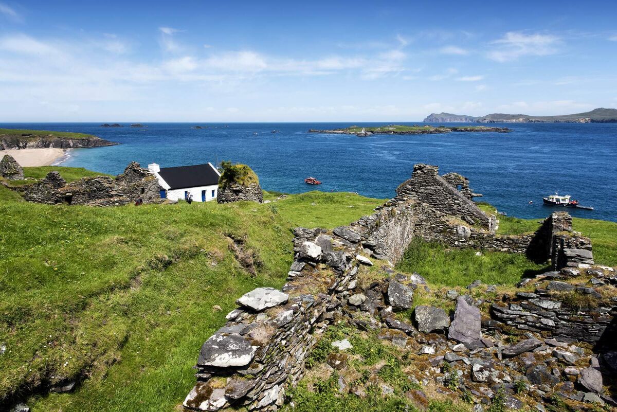 Great Blasket view of houses and beach