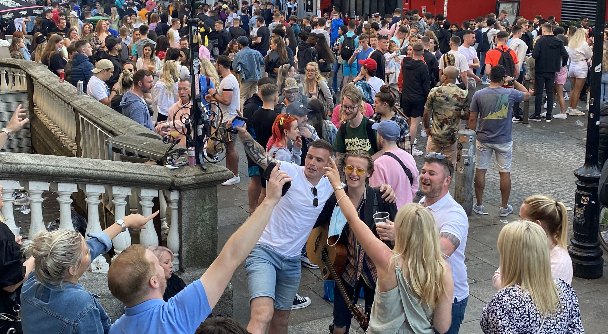 Revellers on South William Street, Dublin, over the weekend. Picture: Niall Carson/PA Wire