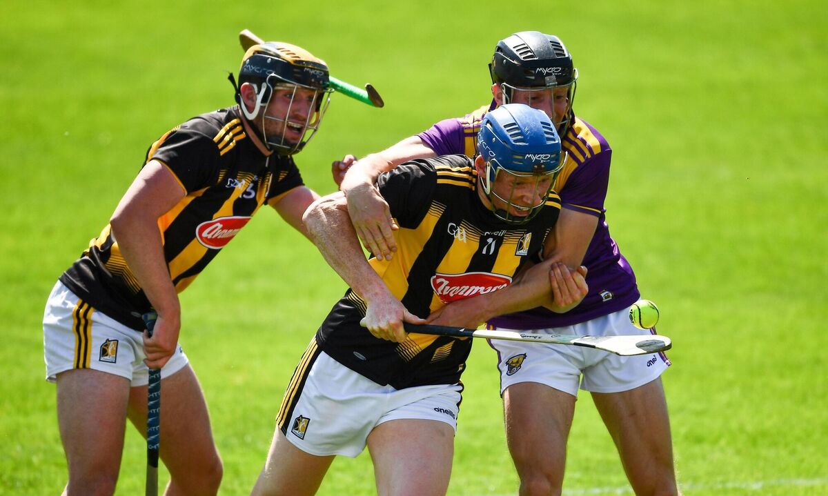 Kilkenny's John Donnelly and James Bergin, left, in action against Liam Óg McGovern of Wexford at UPMC Nowlan Park. Wexford mightn’t have taken a fall against Kilkenny but they weren’t showing their hand ahead of what could be a Leinster semi-final date with the Cats. Photo by Ray McManus/Sportsfile