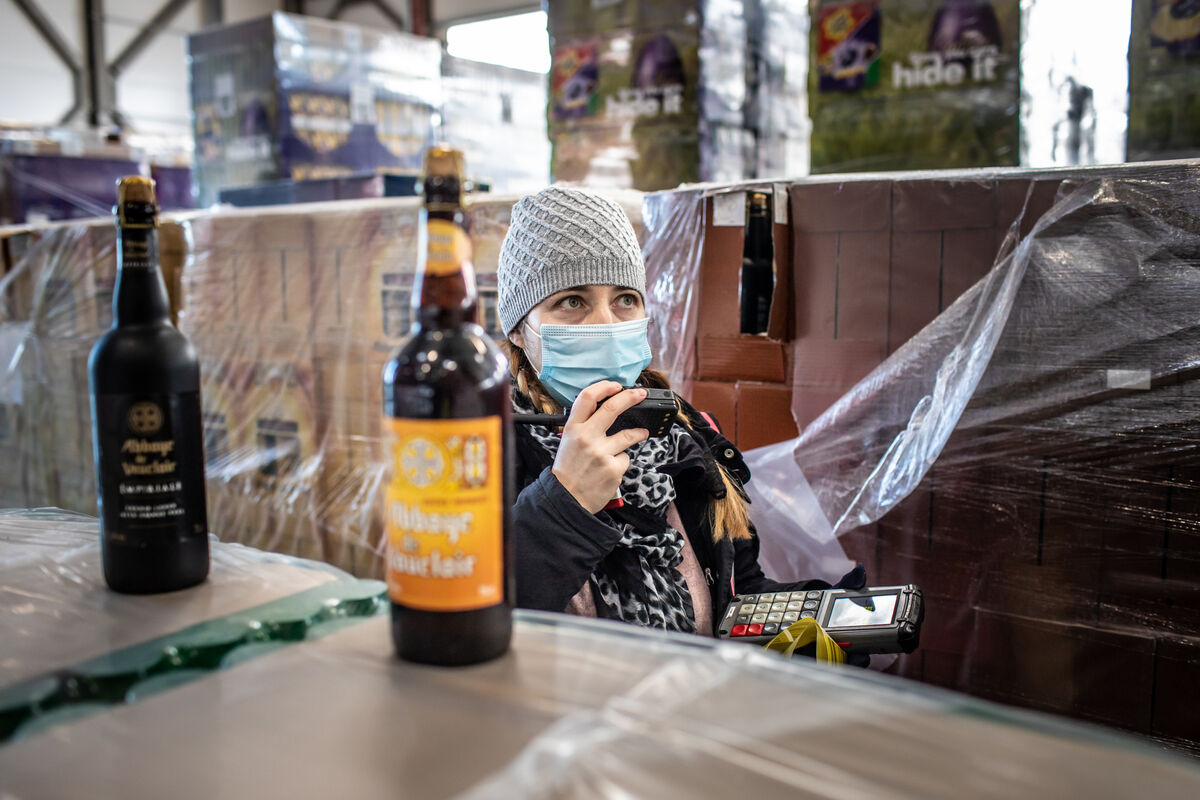 Siobhan Harris, a ‘Goods-In’ Bulk Mover operator, at Lidl’s Regional Distribution Centre, Littleconnell, Co Kildare. "The environment is different (since Covid).” Photo: Neil Michael.