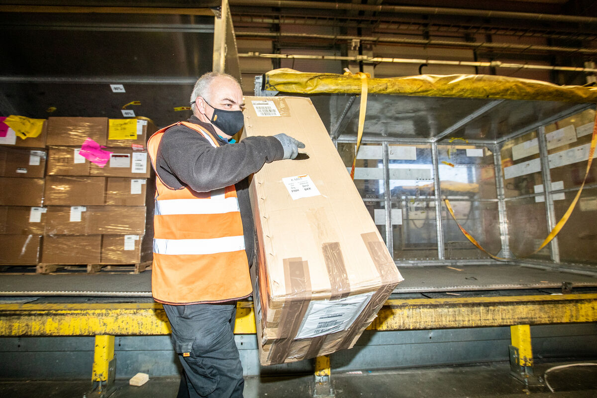 Inside DHL's distribution centre near Dublin Airport. Photo: Neil Michael