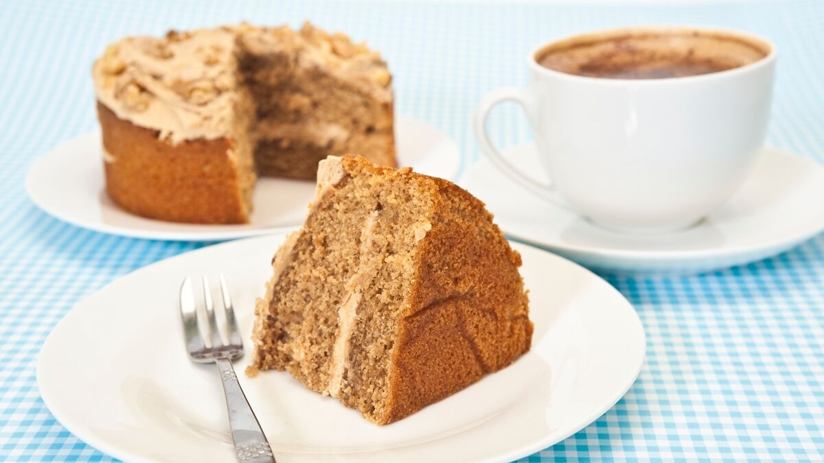 Coffee cake with chocolate coffee beans