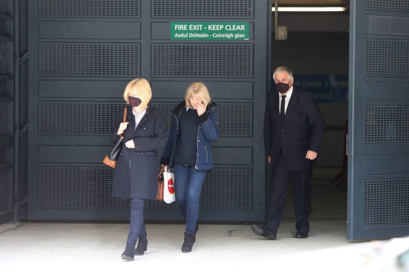 Cameron Blair's parents Kathy and Noel Blair (both wearing masks) leaving court yesterday. Picture: Garrett White Cameron Blair's parents Kathy and Noel Blair (both wearing masks) leaving court yesterday. Picture: Garrett White