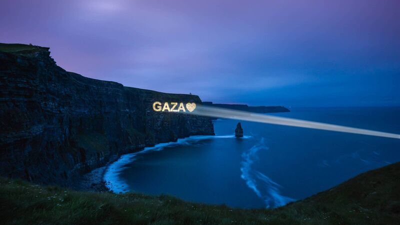 Irish artists project 'beam of love' to Gaza Irish artists project 'beam of love' to Gaza