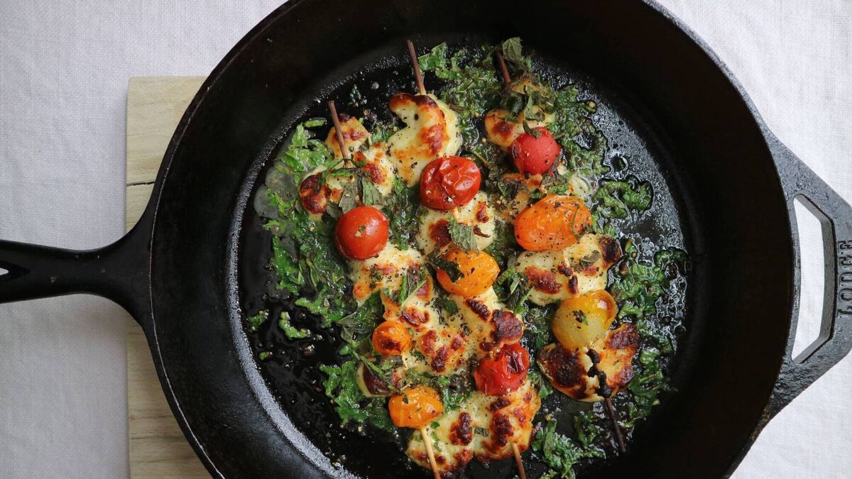 Halloumi skewers with cherry tomatoes