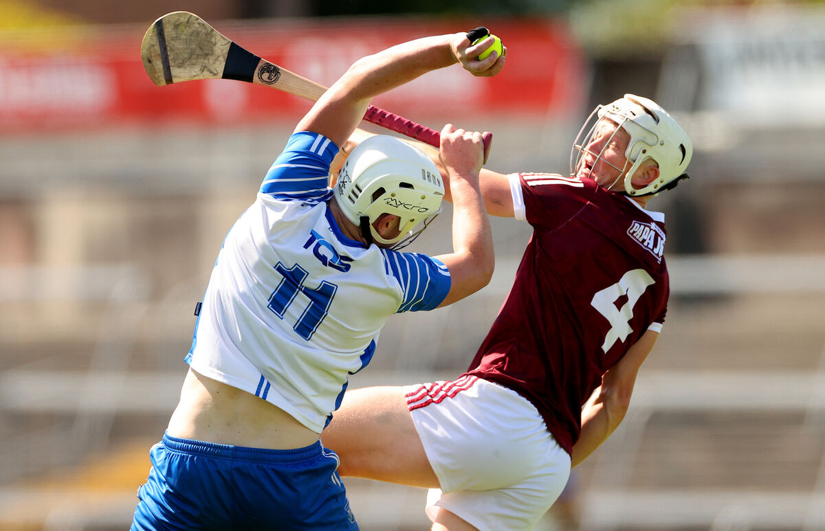 Waterford’s Shane Bennett and Darren Morrissey of Galway. Picture: INPHO/James Crombie