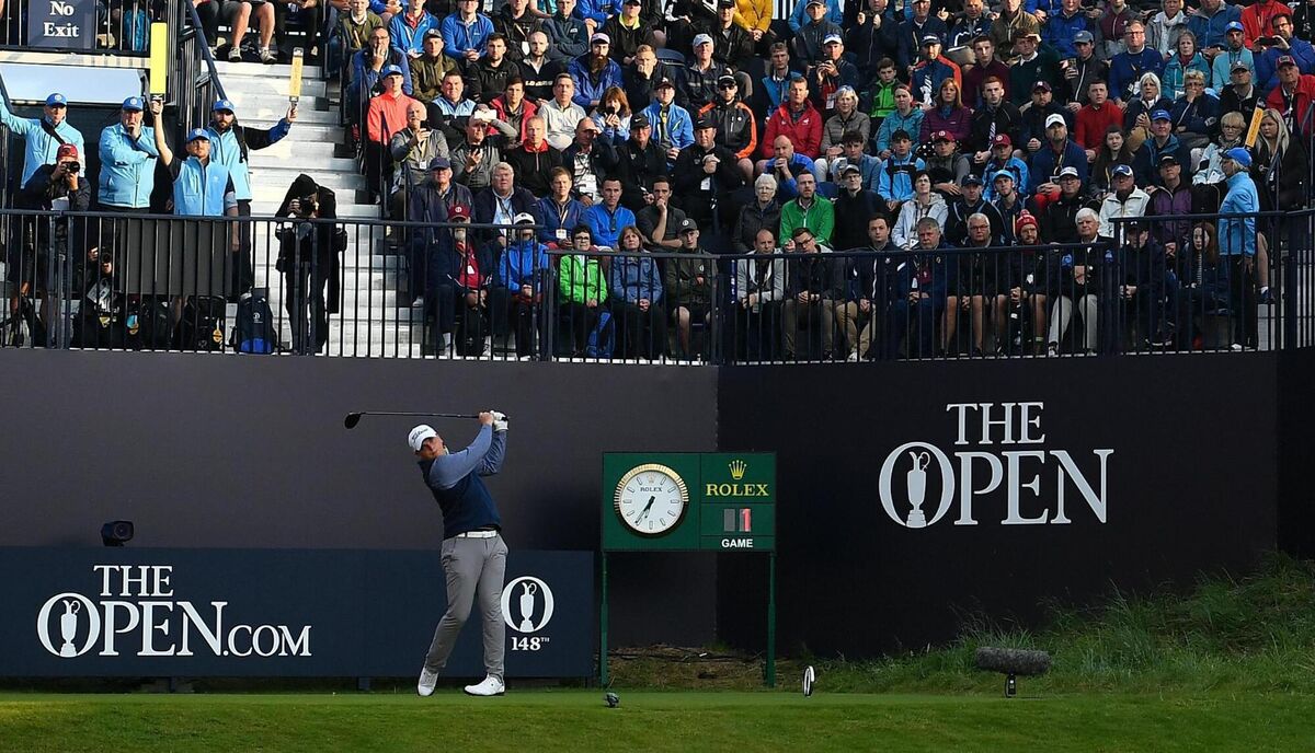 Ireland's James Sugrue watches his shot on the first tee box during Day One of the 148th Open Championship at Royal Portrush in 2019. Picture: Brendan Moran Ireland's James Sugrue watches his shot on the first tee box during Day One of the 148th Open Championship at Royal Portrush in 2019. Picture: Brendan Moran