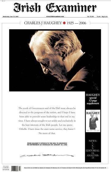 Irish Examiner front page from 2006