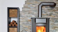 wood fired stove while burning