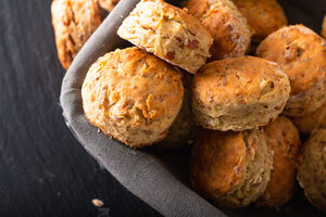 Wild garlic brown scones
