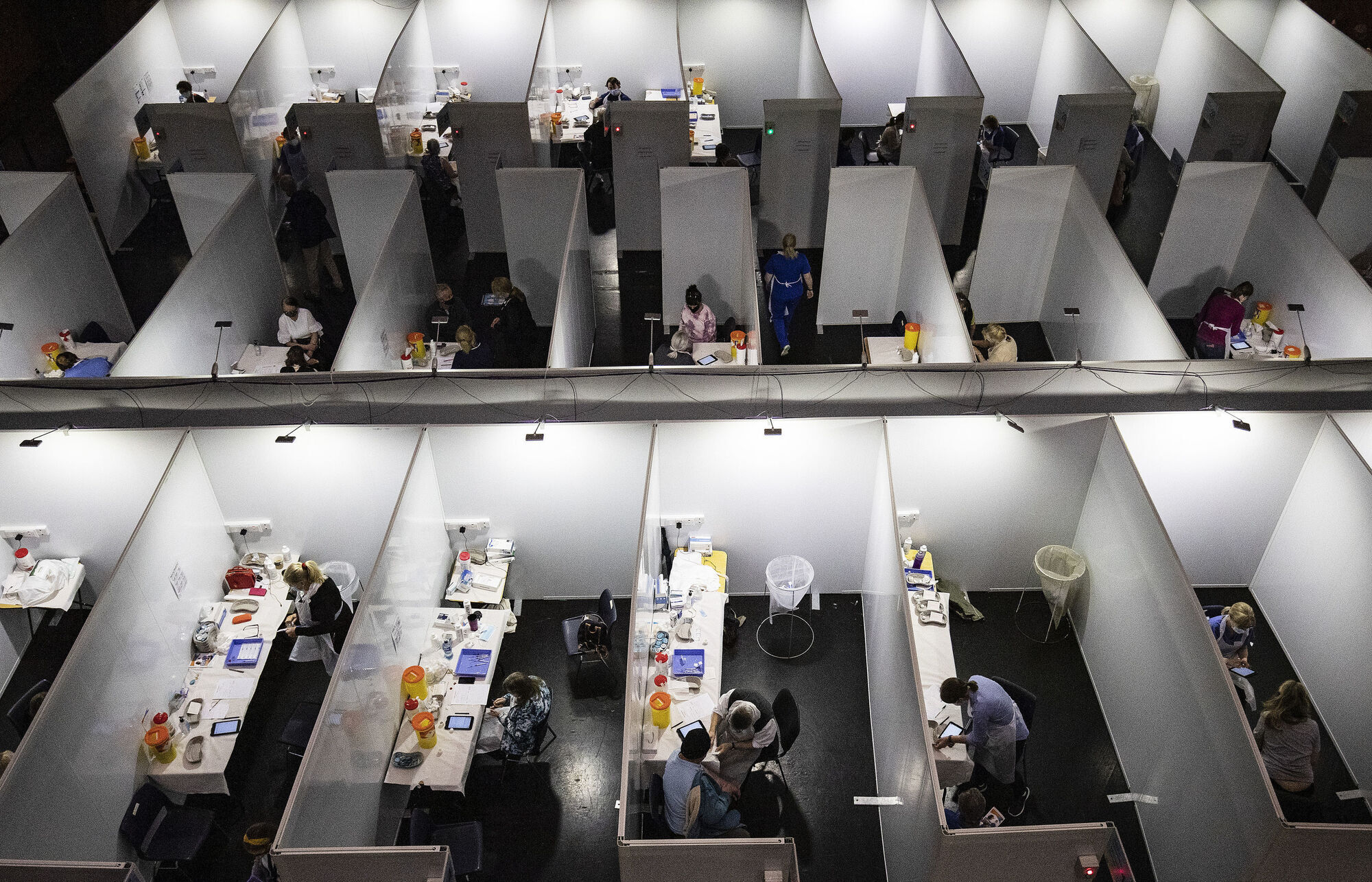 Vaccinations under way at the mass vaccination centre in the Helix, DCU, Dublin. File Picture: Brian Lawless/PA Wire