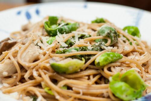 Tagliolini with brussels sprouts, sage and pine nuts