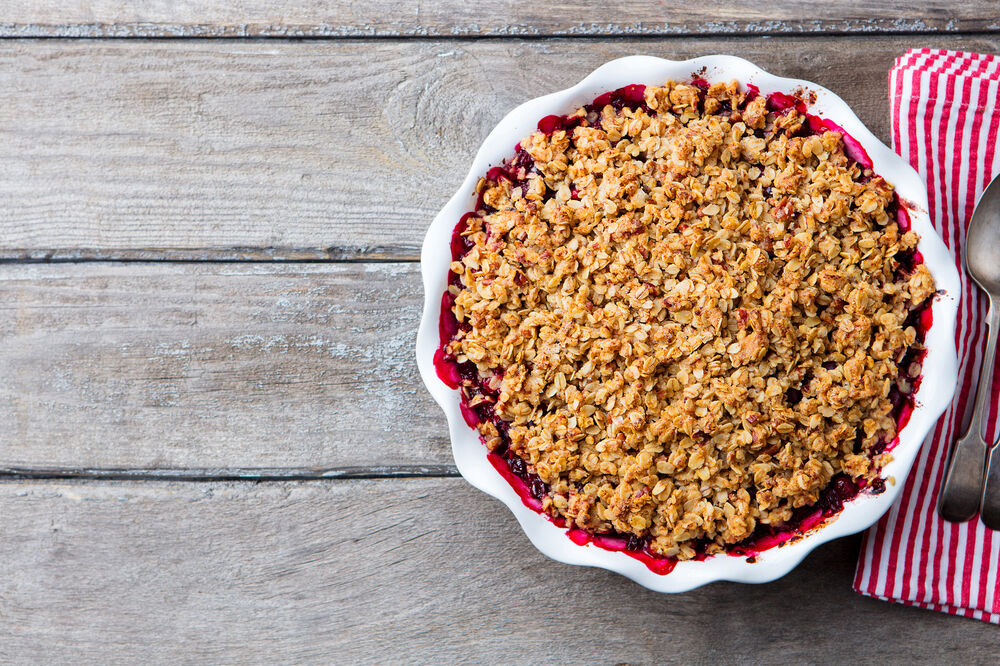 Frozen raspberry crumble