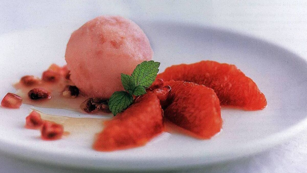 Ruby grapefruit and spearmint granita