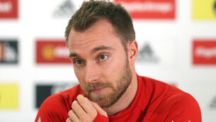 <p>Denmark’s Christian Eriksen is now recovering in hospital. Picture: David Davies/PA</p>