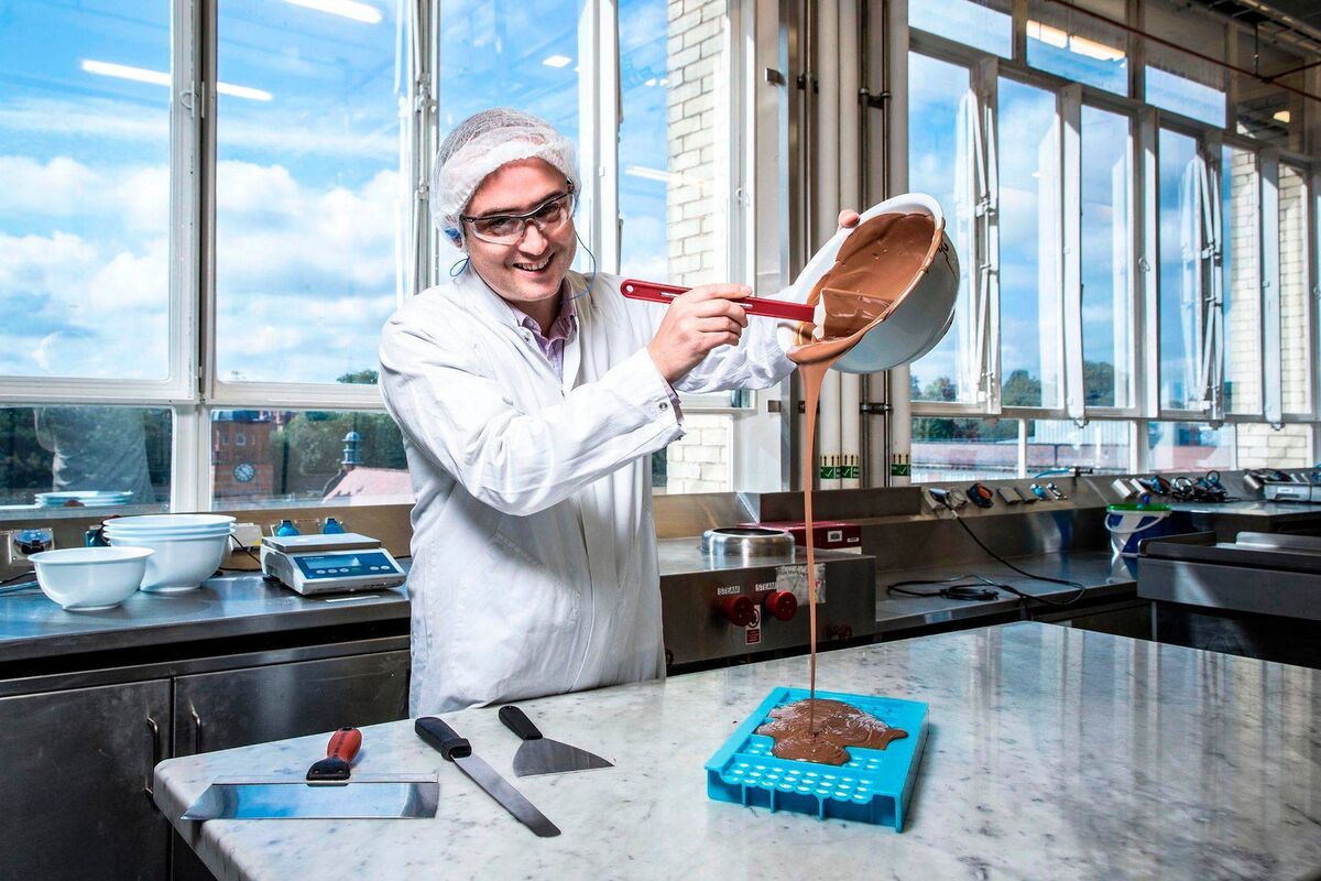 Scientist Adam Harris at the Cadbury chocolate lab Inside Cadbury: Chocolate Secrets Unwrapped