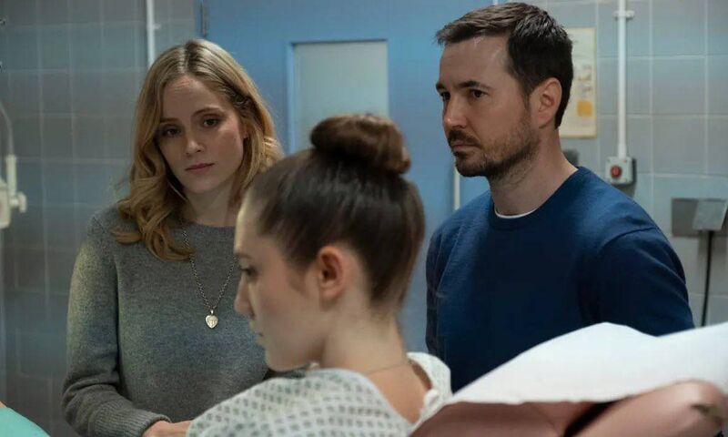 Martin Compston, Sophie Rundle and Mirren Mack in The Nest