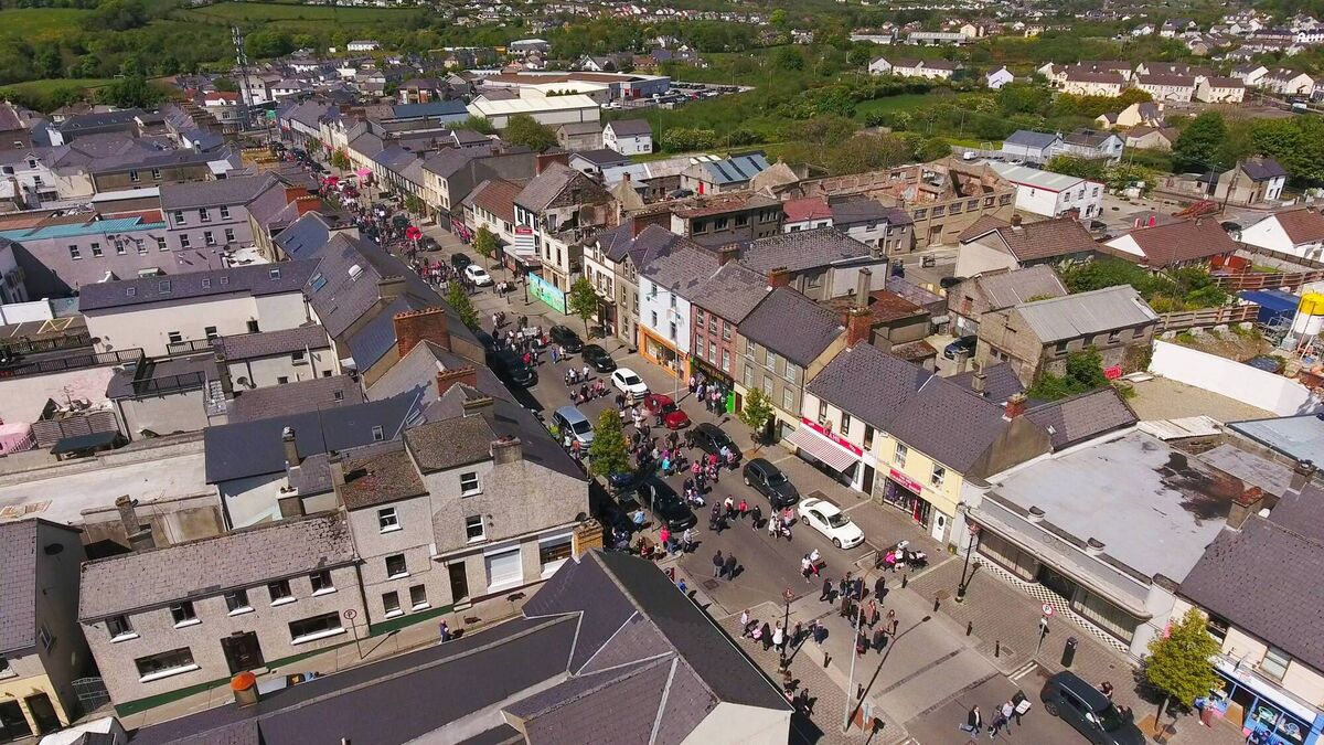 A protest in Buncrana, Co Donegal, at the mica redress scheme, which offers 90% of rebuilding costs. Picture: Windy Day Media