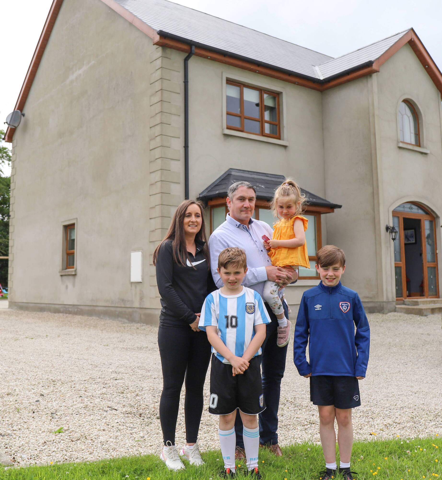 Dermot Farrell with his wife Bríd and children Ben, Conor and Hannah at their Raphoe home. Picture: NW Newspix