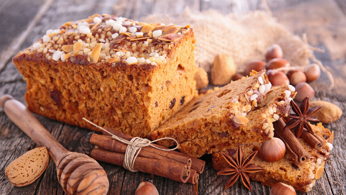 Iced sticky ginger cake