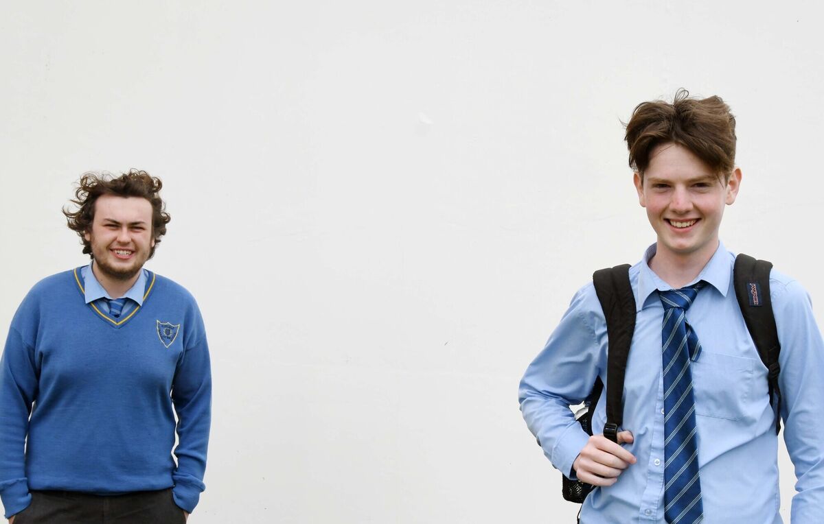 Oisín Coyle and Conor Gaffney after Irish paper paper 2 at Kinsale Community School. Picture: Denis Minihane