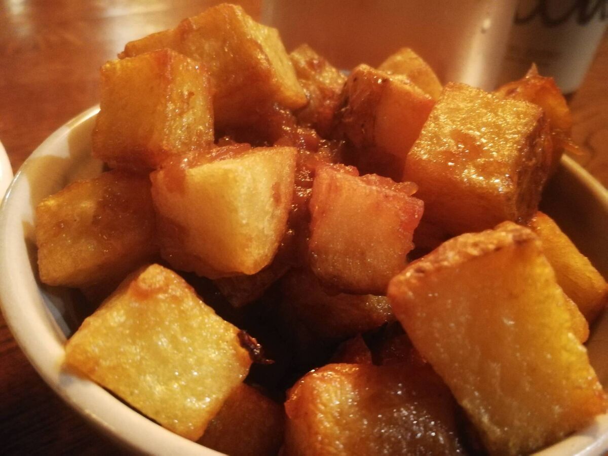 Hash potatoes in beef drippings