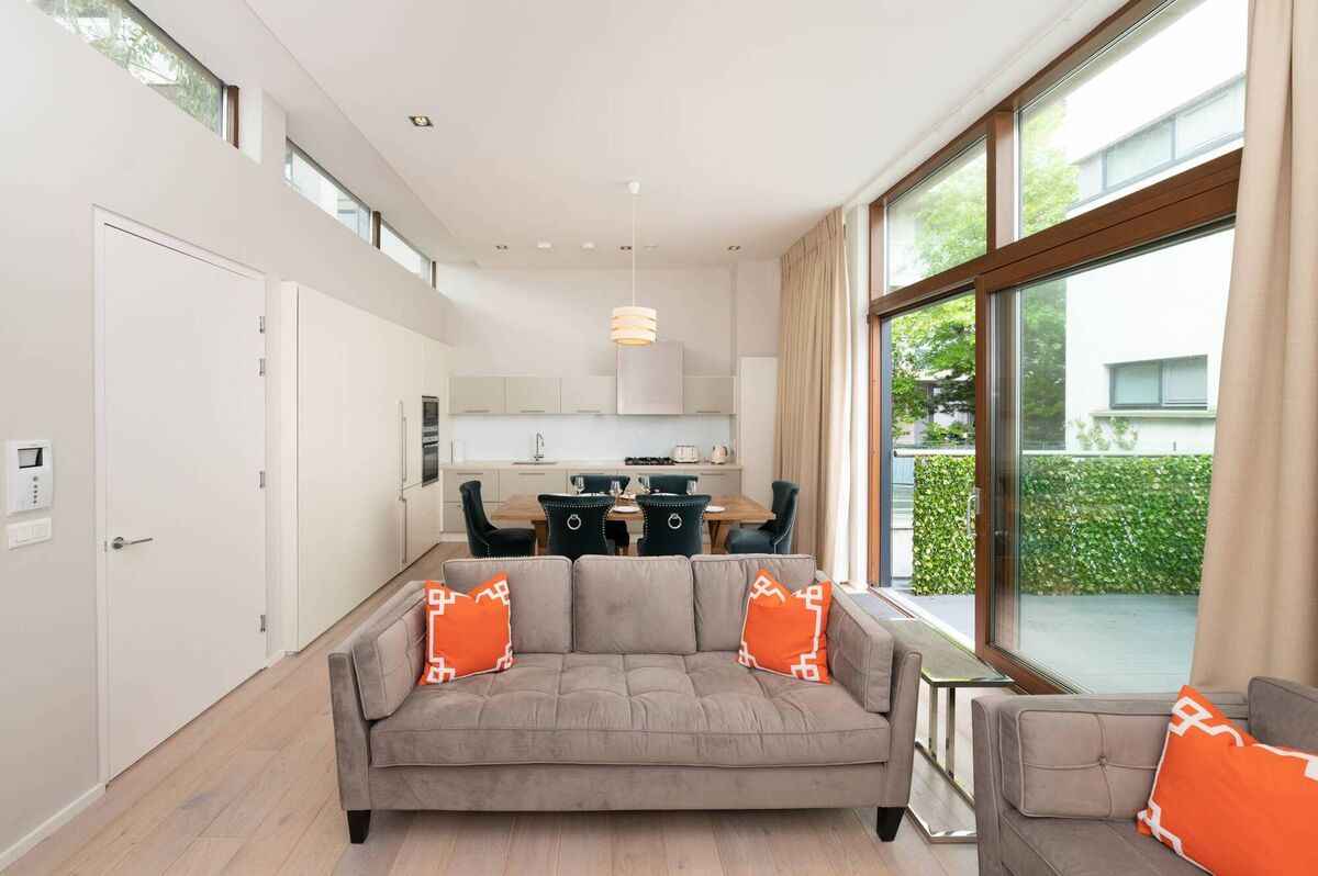 Bright interiors: note the clerestory windows on left. No 29 is being sold fully furnished.
