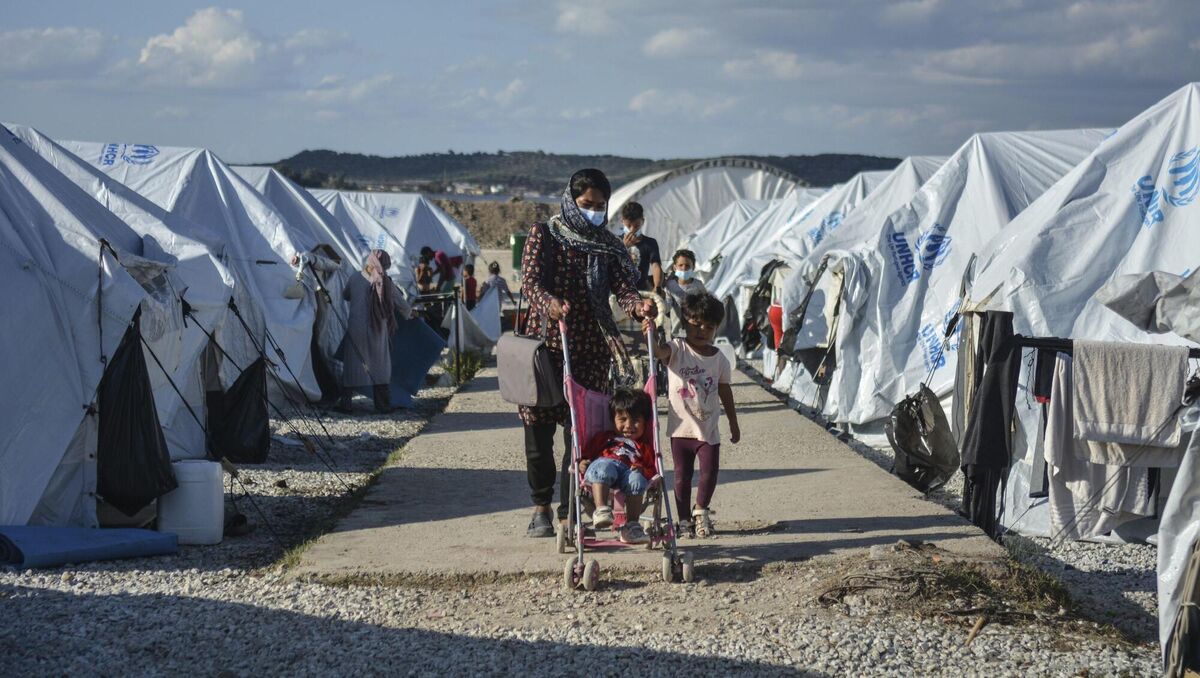 Kara Tepe refugee camp — where UCC graduate Amy Boyden has been teaching —is where refugees were hastily relocated after a fire at the Moira camp on the island of Lesbos, Greece. Picture: Panagiotis Balaskas/AP