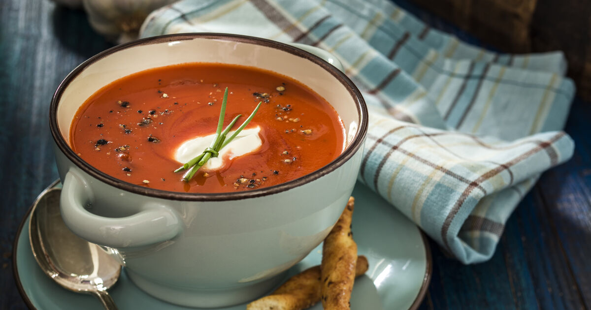 Tomato and coconut milk soup with coriander