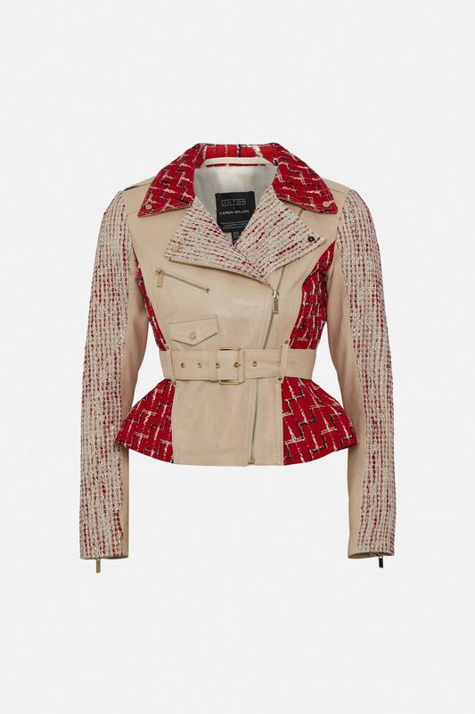 Linton Tweed And Leather Mix Jacket, €585, Karen Millen