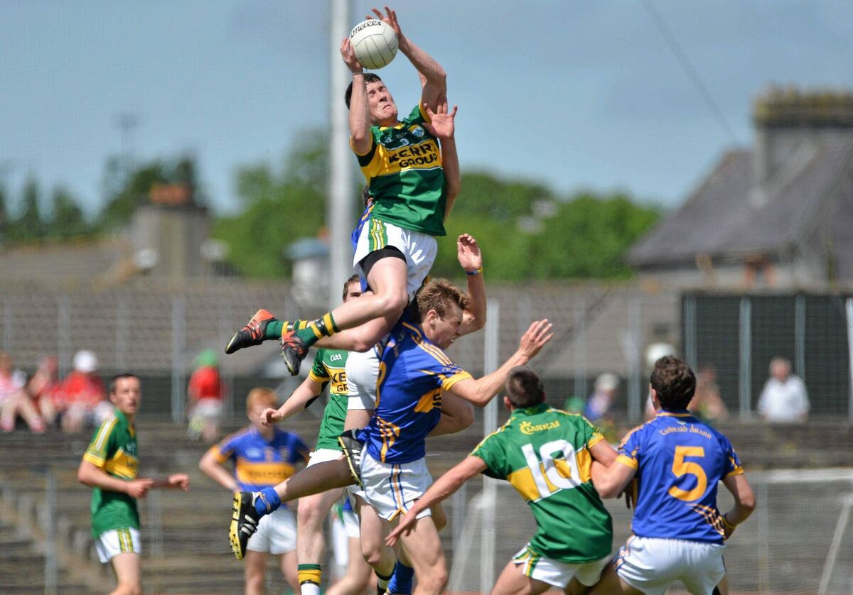 Conor Jordan, Kerry, catches a high ball during the 2013 Munster Minor Football final against Tipperary at Fitzgerald Stadium. Picture: Barry Cregg / SPORTSFILE
